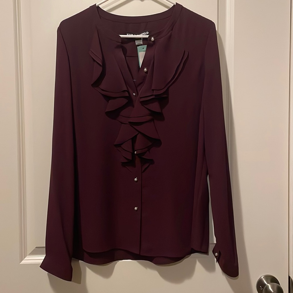Karl Lagerfeld, Maroon, all pearl buttons in tacked